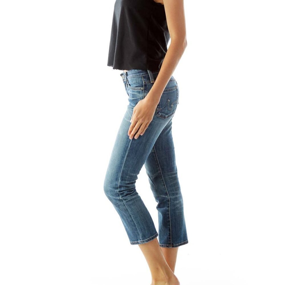 Adriano Goldschmied Blue Cropped Skinny Jeans - Picture 2 of 3